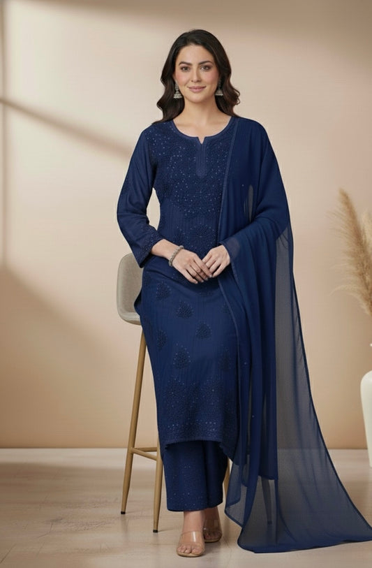 Nazakat Sitara Authentic Lucknowi Kurta Set with Dupatta